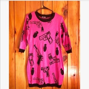 Hot Pink Guns and Grenades Punk Goth Sweater Dress